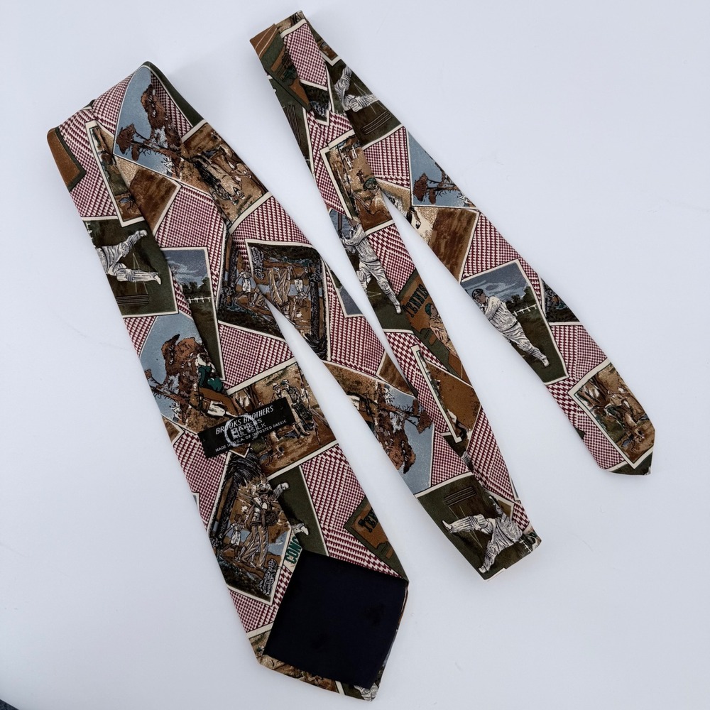 Vintage‎ Brooks Brothers Makers Silk Tie Sports Tennis Cricket Derby 59x3.75 - Picture 3 of 7